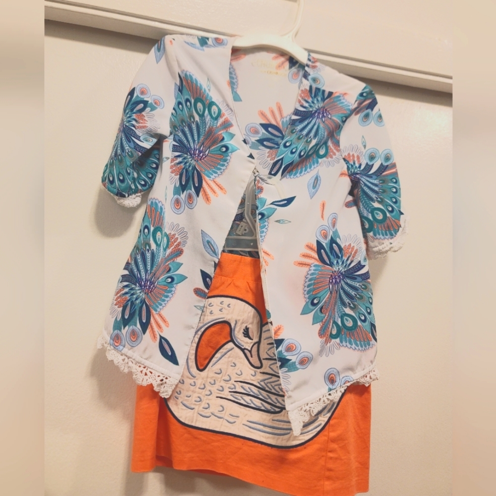 *Oshkosh* 2 piece Girls 4T Peacock set